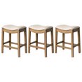 thumbnail image 1 of Maven Lane Adrien Backless Saddle Kitchen Stool, Natural Wood, Set of 3, 1 of 1