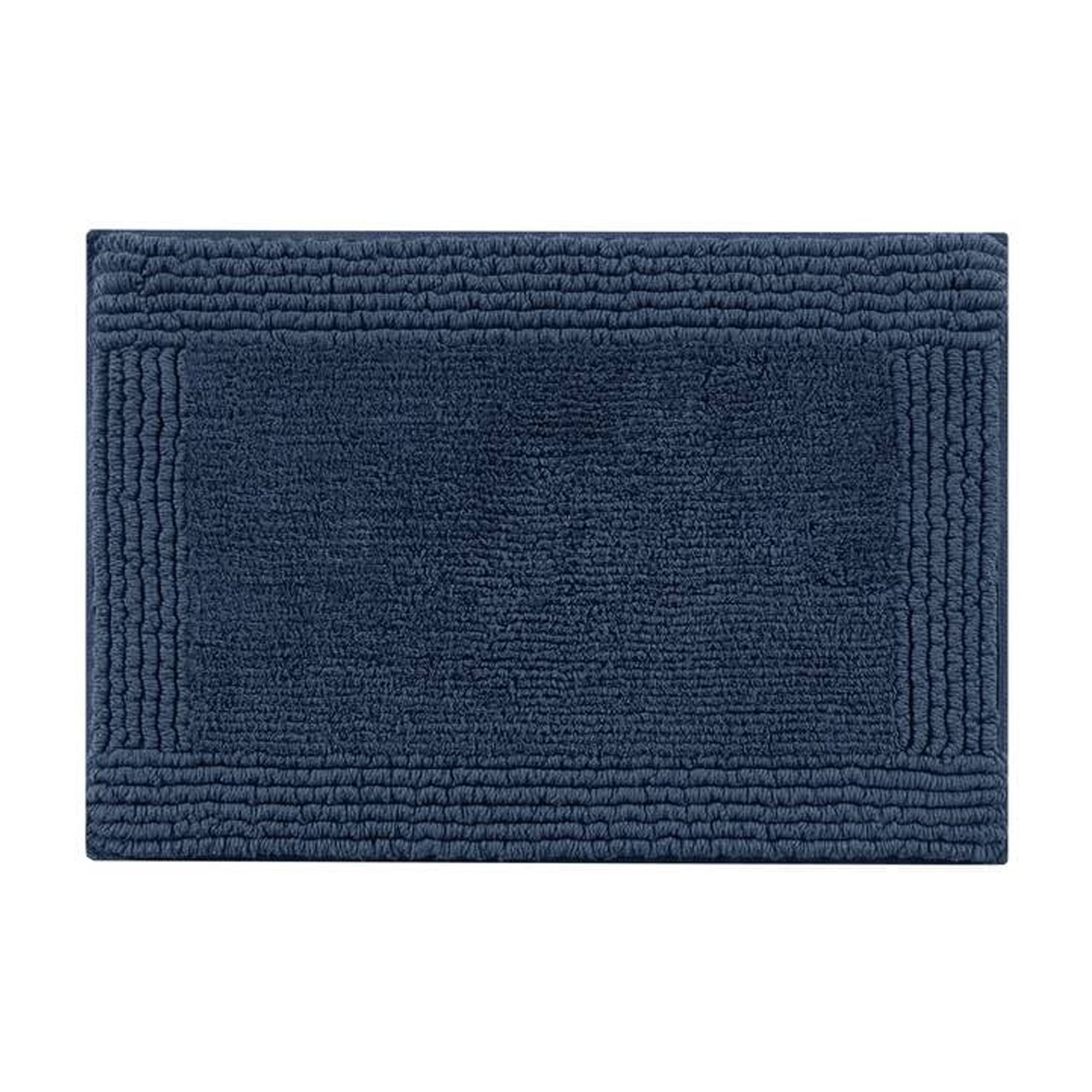 24x36 Inches Reversible Bath Rug, 100% Cotton 3000 GSM Tufted Bath Mat, Navy Luxury Soft Plush Bathroom Rug for Bathroom Shower Floor Home Decor