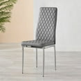 thumbnail image 4 of 6x Milan Grey Chrome Hatched Faux Leather Dining Chairs, 4 of 6