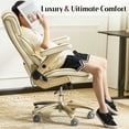 thumbnail image 6 of Falvinoryn Big and Tall Office Chair 500LBS, Ergonomic High Back Executive Office Chair, Adjustable Lumbar Support, Flip Arms, Locking Wheels Large Computer Desk Chair, Beige, 6 of 6
