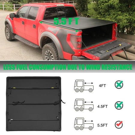 Truck Tri-Fold Tonneau Cover For Ford F-150 2014-2018 5.5ft Vehicle Rear Cover