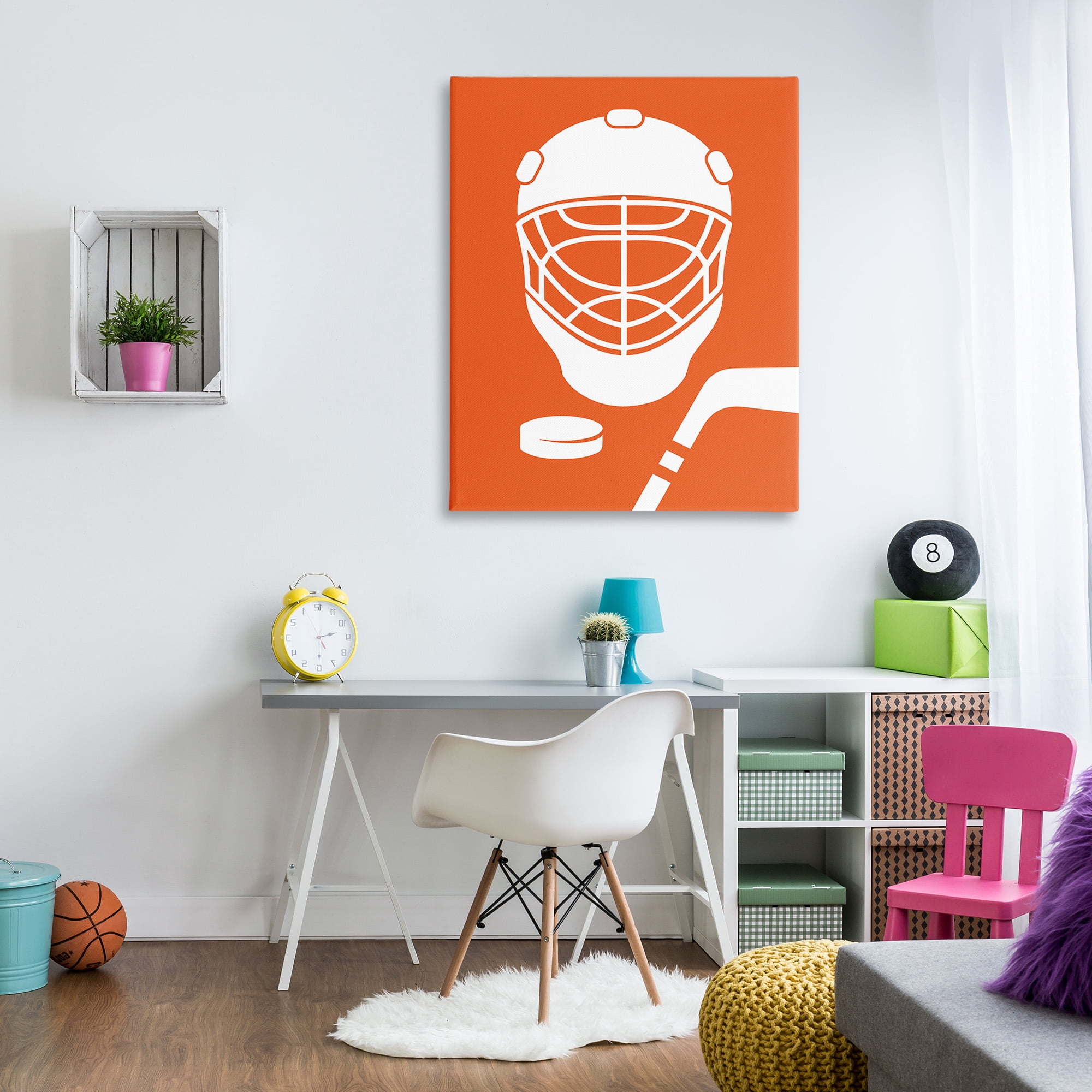 Stupell Industries Minimal Ice Hockey Gear Sports Painting Gallery Wrapped Canvas Art Print Wall Art, 36 x 48
