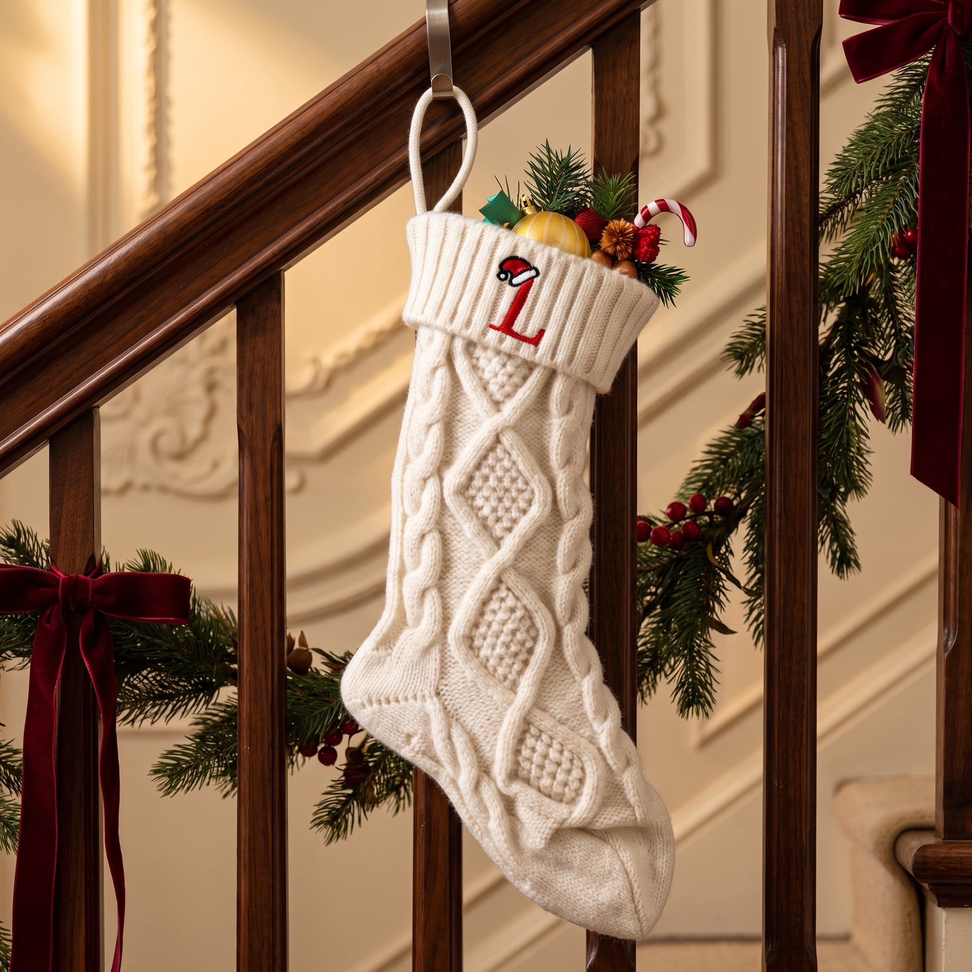 Unique Bargains Canine Bone Christmas Stocking Luxury Puppy Holiday Keepsake Sack Letter L 17"