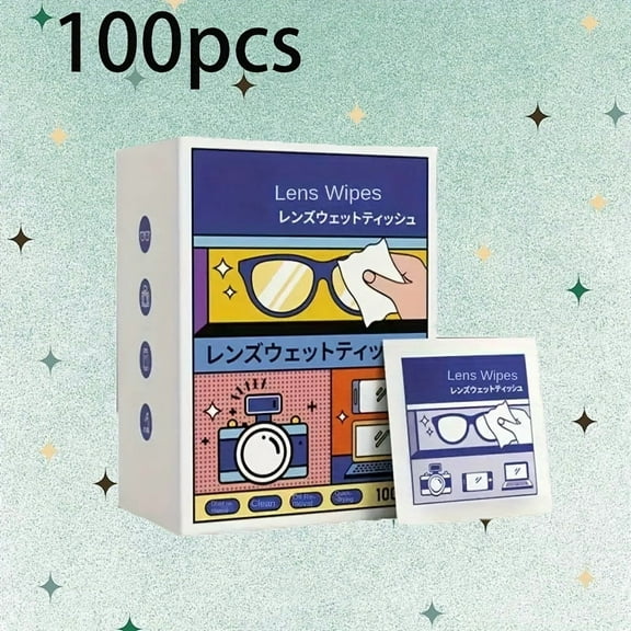 100 Disposable Eyeglass Cleaning Cloths - Lint-Free, Scratch-Free Microfiber Cleaning Pads for Eyeglasses, Phones, and Camera Screens - Individually Wrapped, High-Quality Paper Material