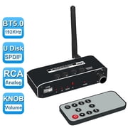 AUBEAMTO 192KHz Digital to Analog Audio Converter With Bluetooth Receiver Optical Toslink USB Disk to RCA 3.5mm Jack Stereo Adapter, DAC SPDIF Optical to Analog L/R RCA,Toslink Optical to 3.5mm Jack