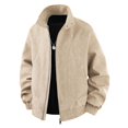 thumbnail image 4 of Men's Bomber Jacket Vintage Matte Textured Elastic Cuffs Zip Up Jacket Casual Loose Stand Collar Outer Coat With Pockets Fashion Commute Bomber Jacket, 4 of 9