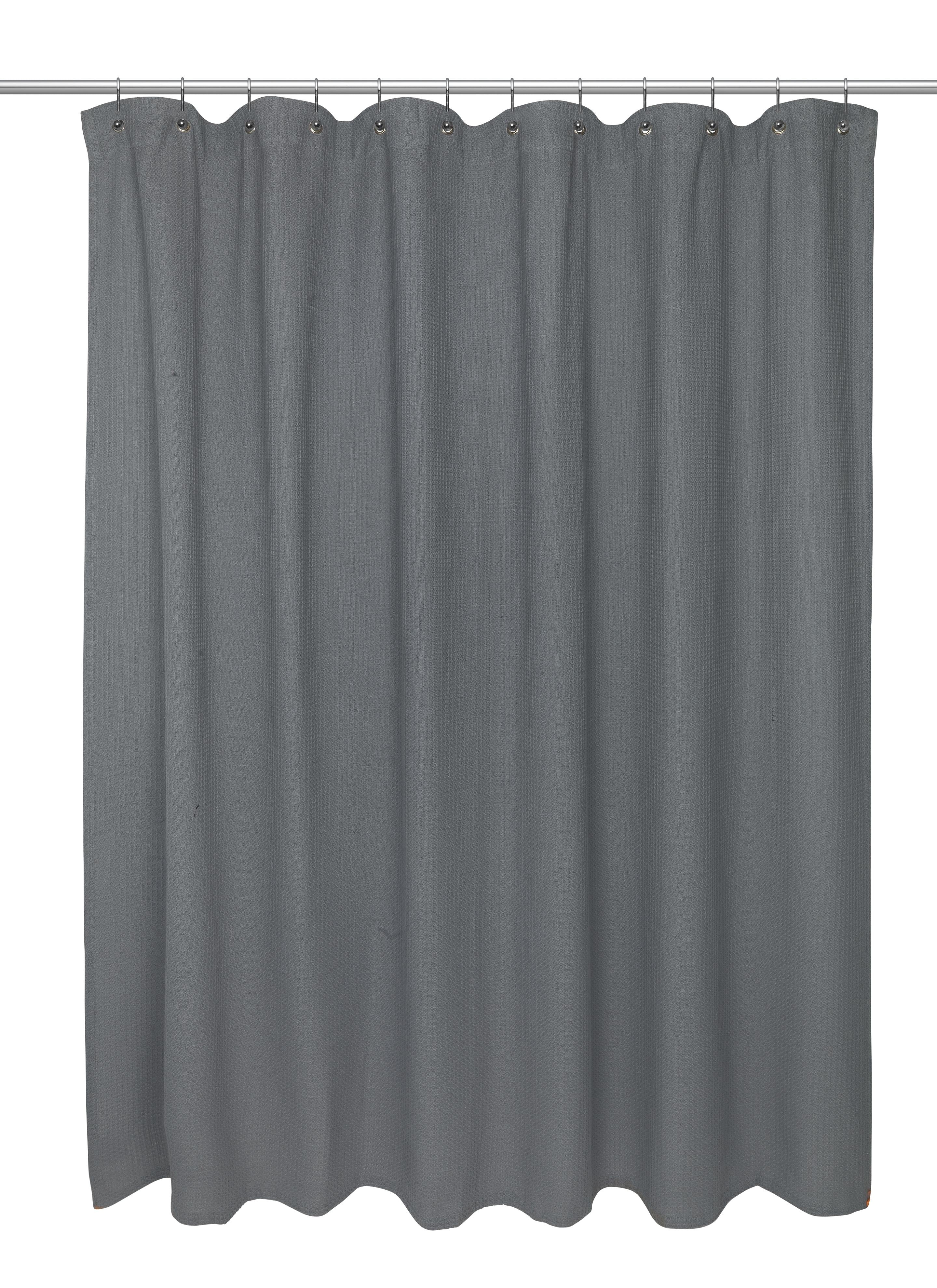 Extra Long Size 100 Cotton Waffle Weave Shower Curtain Pewter 100 Cotton Waffle Weave Shower Curtain