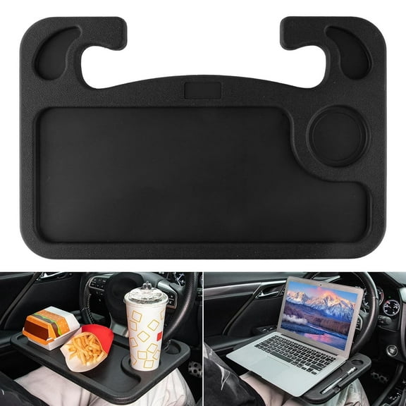Car Steering Wheel Desk for Laptop,Multipurpose Travel Car Accessories, Car Seat Stand Trays for Eating, Steering Wheel Under Table Console(Black)