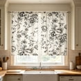 thumbnail image 2 of huayou 2 Pack Printed Kitchen Tier Curtains, 27.56x39.4 Inch Black Sketch Floral Pattern Short Window Curtains, for Indoor Kitchen Farmhouse Home Window Decor, 2 of 7