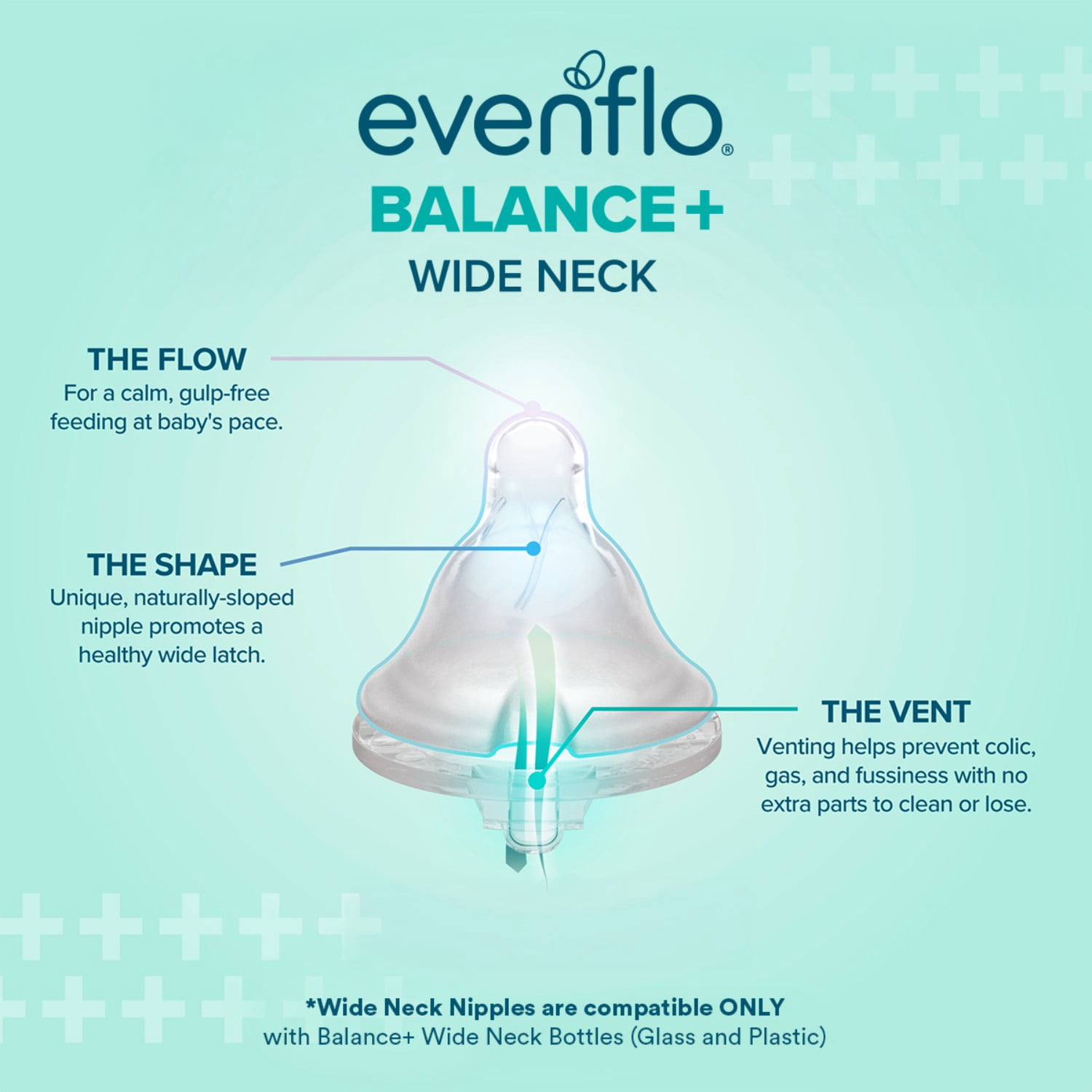 Evenflo Feeding Balance + Wide Glass Bottle, 6 fl oz, 2-Pack
