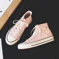 thumbnail image 5 of Girl Pink Flower High-top Canvas Shoes, All-match Comfortable Skateboard Shoes, Sport Flat Shoes, 5 of 6