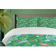 thumbnail image 4 of Ambesonne Tropical Duvet Cover Sets, Caribbean Botany Flamingos, 2-Queen, Sea Green Salmon, 4 of 6