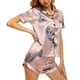thumbnail image 3 of Traje de pijama Patrón único Cuello en V Bolsillo con botones Cómodo Ropa de dormir corta de dos piezas para mujer Tipo 3 L, 3 of 6