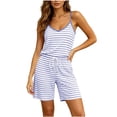 thumbnail image 3 of SROBPTY Womens Pajama Set Print Crew Neck Sleeveless Tops Sleepwear Shorts, 3 of 5