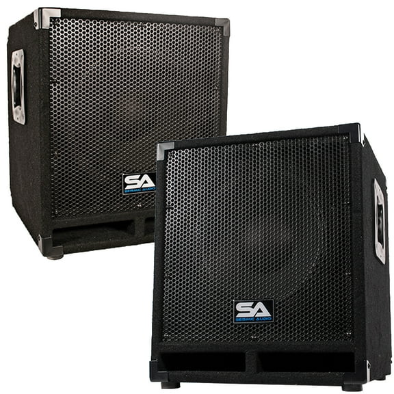 Seismic Audio Pair of Powered 12" Pro Audio Subwoofer Cabinets - PA / Band / DJ / KJ Subs - Mini-Tremor_Pair