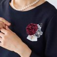 thumbnail image 3 of Rhinestone Rose Flower Brooch Pin for Women Wedding Crystal Pearl Fabric Camellia Flower Brooches Lapel Pins Hairpins Elegant Hairclips Dress Accessories Masquerade Party Jewelry for Bridesmaids, 3 of 11