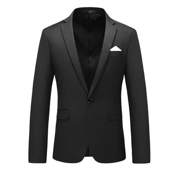 ZCFZJW Mens Blazers Slim Fit Business Casual Men Suit Sport Coat One Button Single Breasted Travel Blazer Lightweight Suit Jacket for Wedding Formal Black XXS