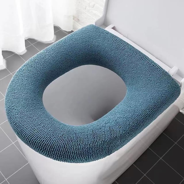 Funda acolchada gruesa para asiento de inodoro | Funda lavable de punto para asiento de inodoro para el baño