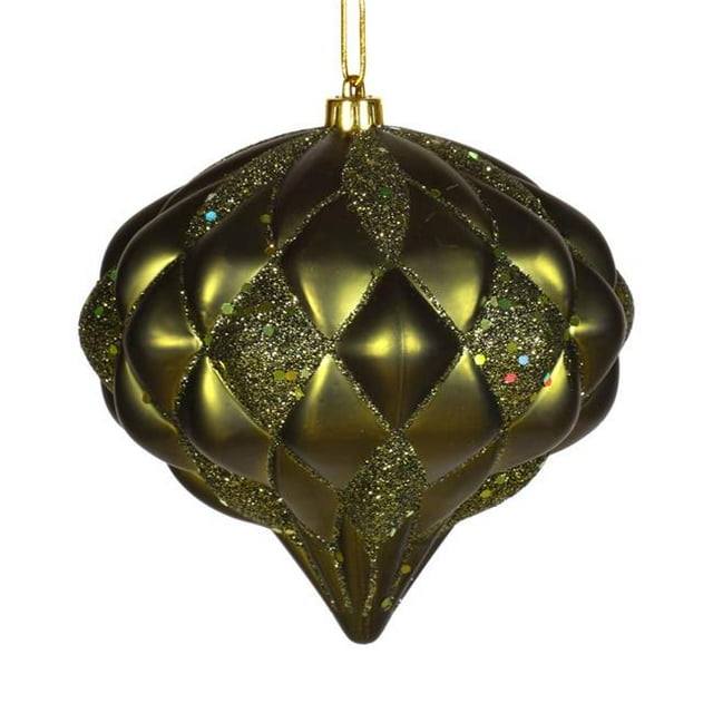 Ornement en Diamant Glitter Mat Olive Foncé de 5,7 Po