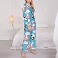 thumbnail image 3 of Fuzoiu Panda Flying in the Sky Print Women's Long-Sleeved Pajama,Lounge Button Down Nightwear,Womens Notch Collar Pajama Set-Large, 3 of 7