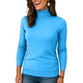 thumbnail image 4 of Turtleneck Sweaters for Women Long Sleeve Dressy Casual Soft Knitted Pullover Tops Fall Winter Clothes Sky Blue XL, 4 of 4