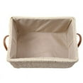 thumbnail image 4 of Cesta de almacenamiento tejida a mano, cestas de mimbre para ropa sucia hechas a mano, organizador de artículos diversos, contenedor de juguetes para ropa, decoración, color blanco, 4 of 8