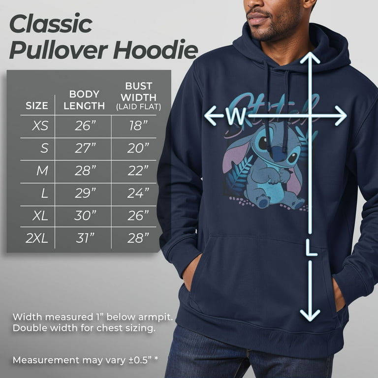 Men's Lilo & Stitch Distressed Poster Stitch Pull Over Hoodie Navy
