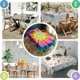 thumbnail image 4 of Rainbow Tie Dye Mandala Pattern Rectangle Tablecloth 60"x84",Waterproof Polyester Rectangle Table Cloth, Wipeable Spillproof Polyester Tablecloth for Dining, Camping, Indoor and Outdoor, 4 of 5