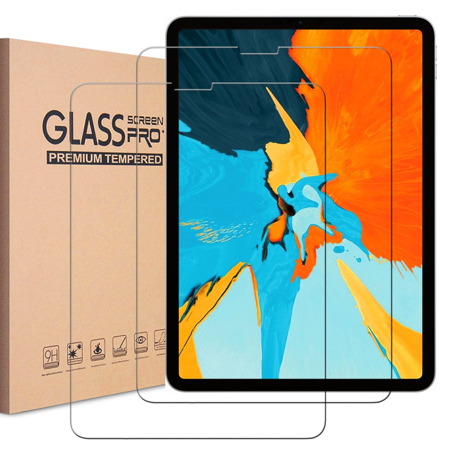 2 Pack amFilm Premium Tempered Glass Screen Protector 2018 iPad Pro 11" 