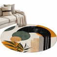 thumbnail image 2 of Boho Middle Century Round Area Rug 3.3 FT, Non Slip Small Entryway Kitchen Mat, Abstract Orange Geometric Leaves Washable Soft Circular Rug Non-Shedding Door Mat for Bathroom Playroom Kids Room, 2 of 9