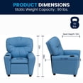 thumbnail image 3 of Contemporary Light Blue Vinyl Kids Recliner with Cup Holder, 3 of 9