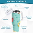 thumbnail image 2 of Yayeee 40oz Stainless Steel Tumbler with Straw and Handle Double-Wall Insulated Travel Water Bottle, Blue Beach Pattern, 2 of 8