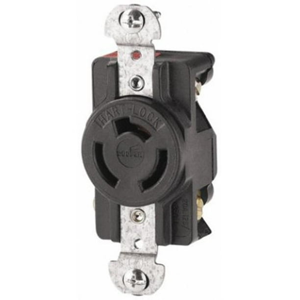 Cooper Wiring 7310B 20A 125250V 3Wire Locking Receptacle, Black
