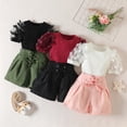 thumbnail image 7 of WOLLED Toddler Kids Girl Summer T-Shirt Set 1-7Y Baby Solid Colour Pullover T-Shirt Top and Slim Shorts Set Baby Cute Clothing Outfits, 7 of 7
