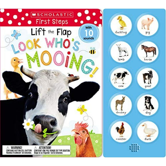 Pre-Owned Look Who's Mooing! Lift the Flap: Scholastic Early Learners (Sound Book), 9781338272338, 1338272330, Hardcover,