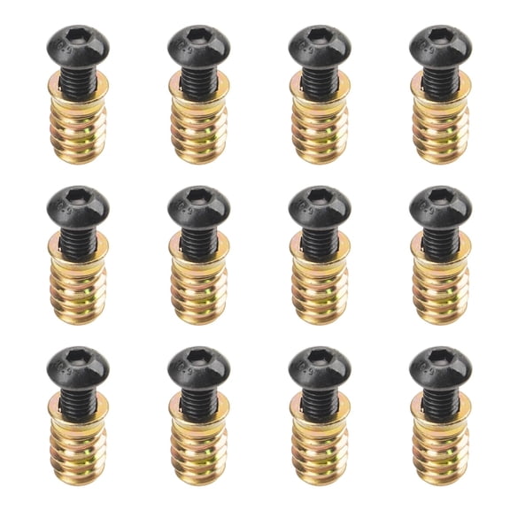 12 Sets 3/8-16 x 1 Furniture Screw Nut Threaded Wood Inserts Bolt Fastener Connector Hex Socket Drive Screw-in Nuts