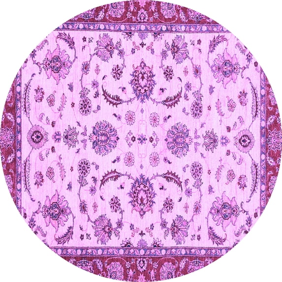Ahgly Company Indoor Round Oriental Purple Traditional Area Rugs, 3' Round
