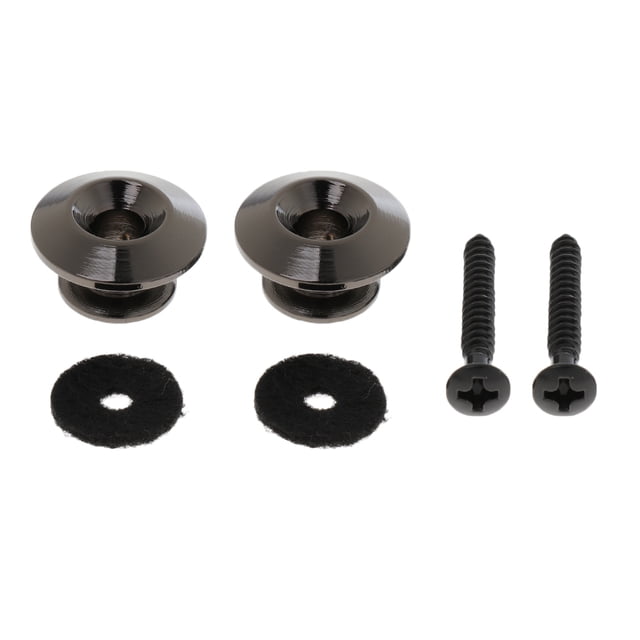 Botón de Correa Sunnimix 2 Piezas Negro con Tornillo de Montaje para Guitarra