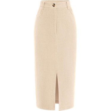 PRETTYGARDEN Women's Fall Midi Pencil Skirts Dressy Casual Work Office High Waisted Trendy Winter Corduroy Skirt with Slit