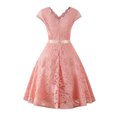thumbnail image 4 of Moda mujer cuello en V sólido Vintage elegante Midi noche cremallera vestido sin mangas Fridja  hjkh5481, 4 of 8