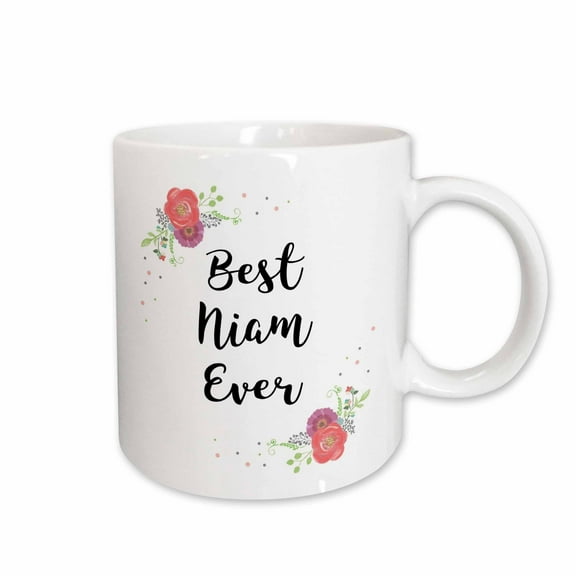 3drose, Floral Best Niam Ever Pretty Watercolor Pink Flowers Hmong Mom Love, 15oz Mug