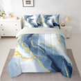 thumbnail image 2 of Homewish Marble Pattern 7-Piece Bedding Comforter Set,Fluid Stripe Aesthetic King Bedding Sets,Deepblue Gold Bed Sheets For Girls Teens,Ultra Soft Home Decor Reversible, 2 of 8