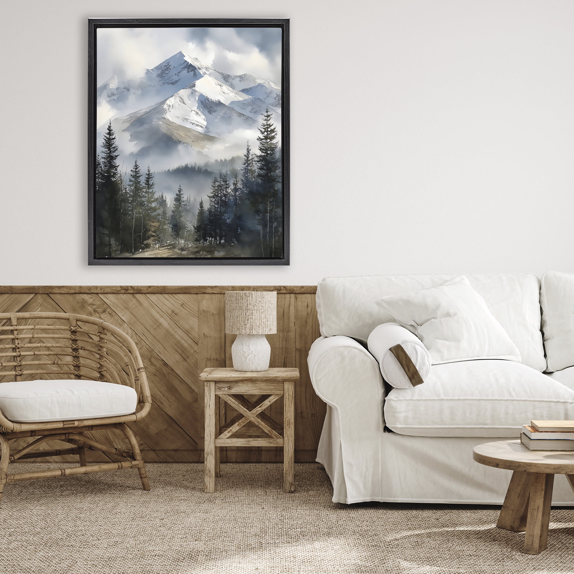 Stupell Industries Snow & Mist Alpines Black Framed Floater Canvas Wall Art, design by Franklyn Gregory
