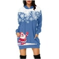 thumbnail image 2 of Christmas Ladies Hoodie Dress Fashionable Printed Sweatshirt with Bag Pocket Evening Wear Cozy Winter Outfit, 2 of 2
