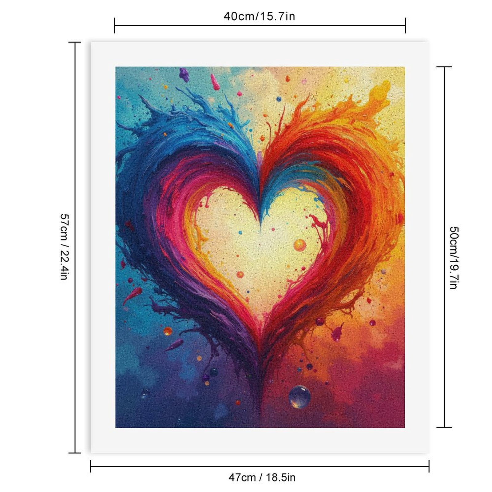 Paint By Numbers Kit for Adults Beginner - DIY Vibrant Heart Paint Splash Art Canvas Painting Kits for Adults, Frameless Paint By Number for Adults for Home Wall Decor 16x20 Inch