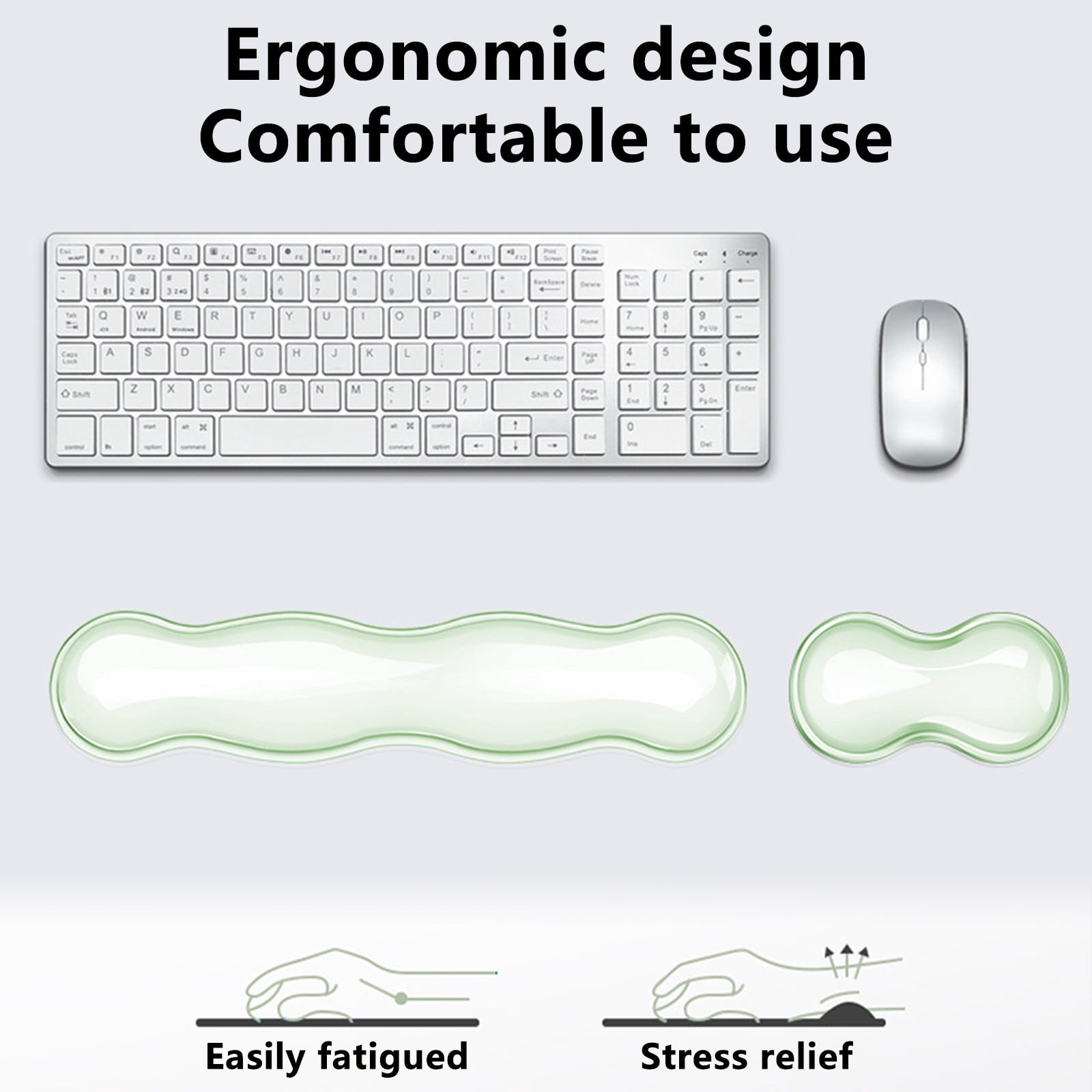 Keyboard Mouse Wrist Support Set Ergonomic Keyboard and Mouse Wrist Rest Combo Soft Gel Wrist Stand Set Anti Slip Cushion for Office Gaming Computer Desk Typing Comfort and Posture Support