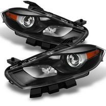 AKKON - For 2013 2014 2015 2016 Dodge Dart [Halogen Type] Black Headlights Driver and Passenger Set