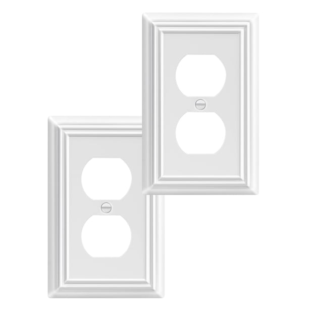 Paquete de 2 fundas para enchufes DEWENWILS Duplex, blancas, 12,5 x 8 cm, metal
