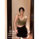 thumbnail image 1 of VISgogo Mujeres Crop Camisole, Sling Deep V-Neck Plain amp; Ribed Push-Up Short Tops, Ladies Summer Slim Backless Navel Tops VISgogo moda, 1 of 1