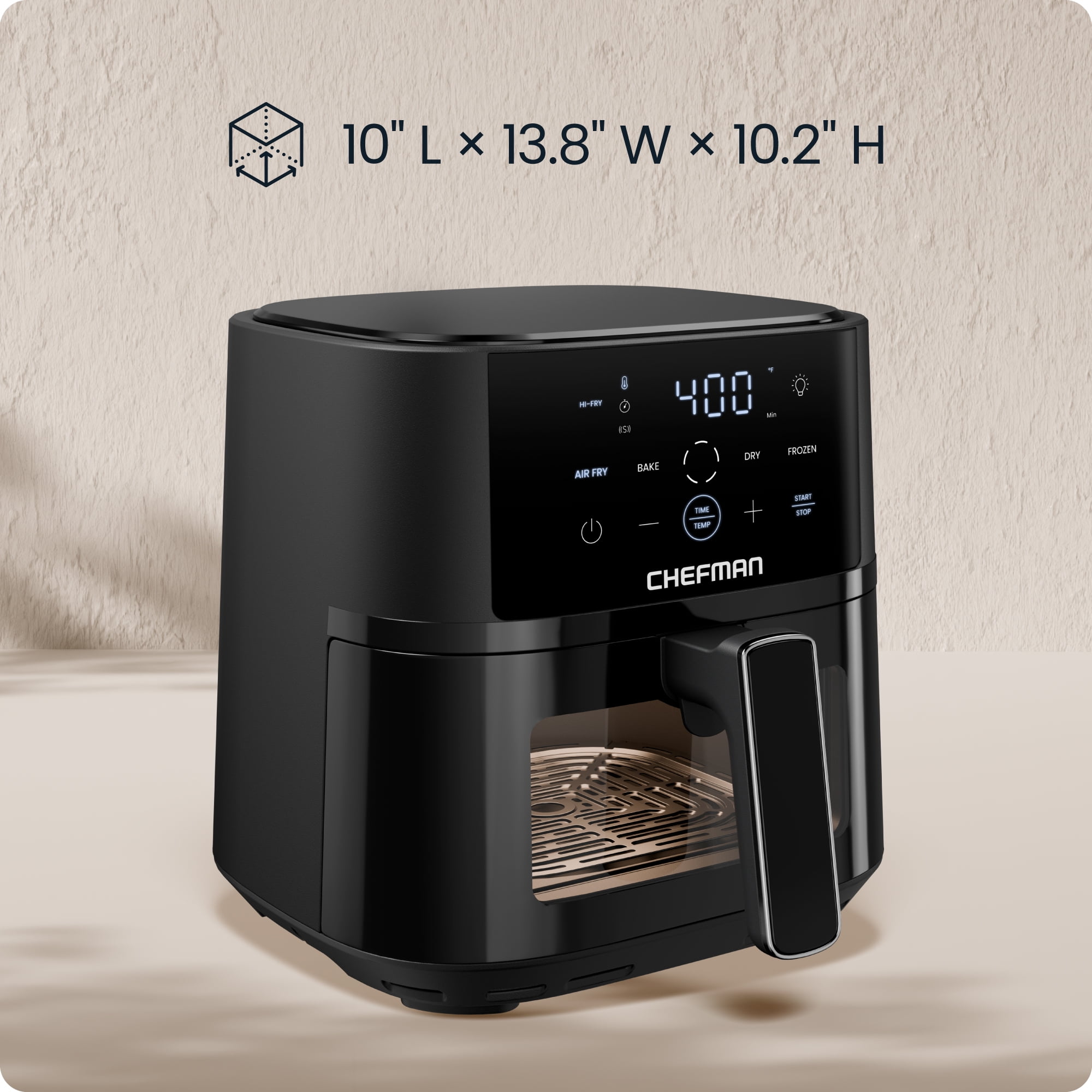 Chefman TurboFry Touch 4-Qt Easy-View Air Fryer w/ 4 Cooking Presets and 450F Hi-Fry Button - Black